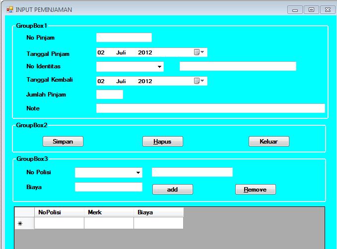 Aplikasi Rental Mobil VB.Net dan SQL Server 2005 ~ Tutorial Belajar Program