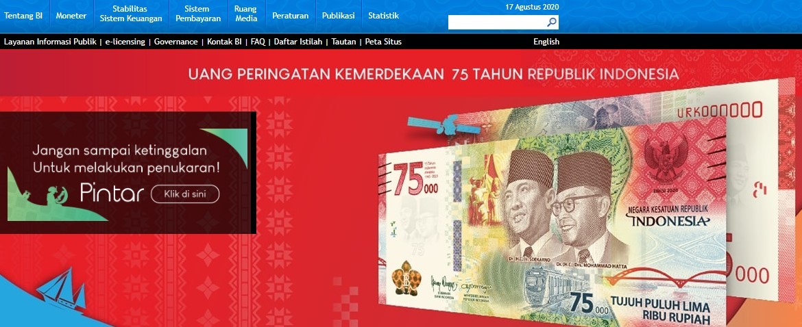 Aplikasi Pintar Bank Indonesia untuk Pesan Uang Baru 75 Ribu