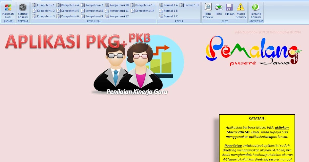 Aplikasi PKG (Penilaian Kinerja Guru) Versi 2018 Berbasis Ms. Excel